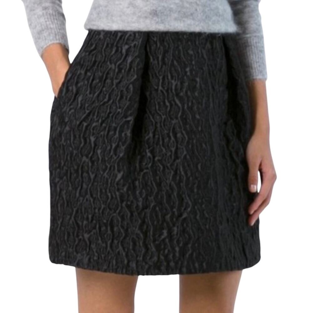 FRNCH Black Embroidered Pleated Mini Skirt NWT Size M Parisian Chic